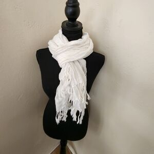 White Fringe Scarf
